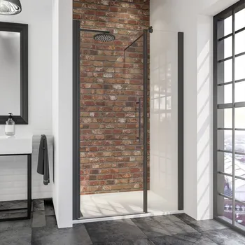 750-1800 mm, Noir mat, Transparent anticalcaire, Côté du montage: gauche