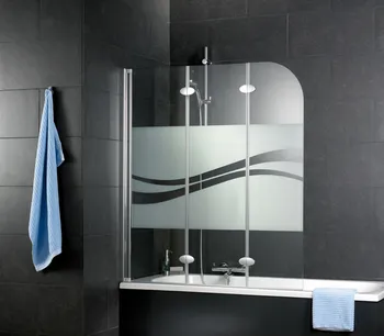 Pare-baignoire, 3 volets 1250 mm, 1400 mm, Charnière ovale, Aspect chromé, Liane (horizontal), Côté du montage: gauche