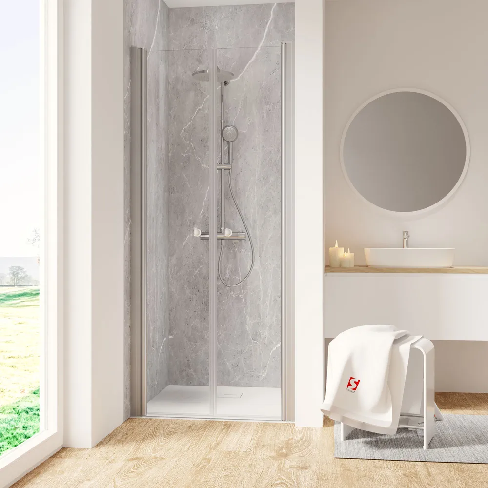 800 mm, 2000 mm, Alu argenté, Transparent anticalcaire, Côté du montage: droite / gauche