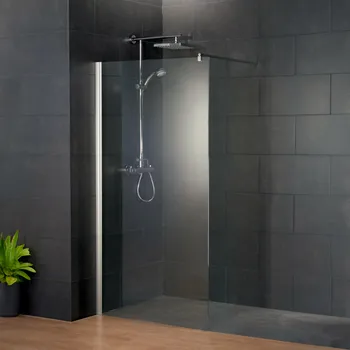 New Style - Paroi de douche fixe à l'italienne 500-1400 mm, 1300-1900 mm, Noir mat, Transparent anticalcaire, Côté du montage: droite