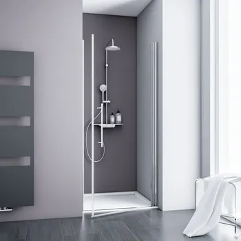 New Style - Porte de douche pivotante 500-1000 mm, Aspect chromé, Transparent anticalcaire, Côté du montage: droite