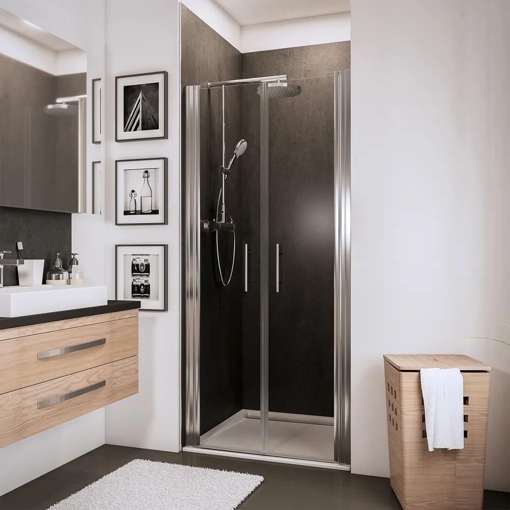 700 mm, 1920 mm, Aspect chromé, Transparent anticalcaire, Côté du montage: droite / gauche