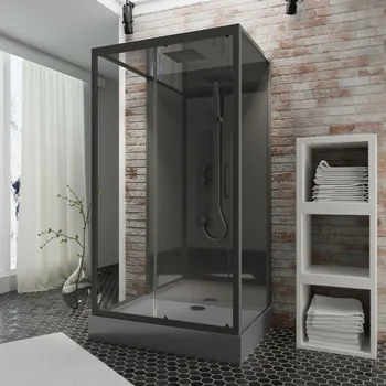 Cabine de douche intégrale - Cabine de douche intégrale -  Bali 850x1150 mm, 2150 mm, Noir mat, Transparent