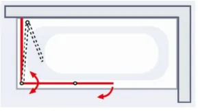 700x1150 mm, 1400 mm, Charnière ovale, Blanc, Transparent