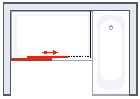 1200 mm, 2000 mm, Aspect chromé, Transparent, Élément fixe: droite / gauche
