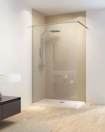 MasterClass - Paroi de douche fixe à l'italienne 1000 mm, 2000 mm, Aspect chromé, Transparent anticalcaire, Côté du montage: gauche