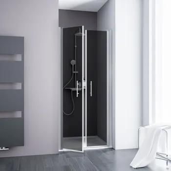 New Style - Portes de douche battantes 600-1200 mm, Aspect chromé, Fumé anthracite anticalcaire, Côté du montage: droite / gauche