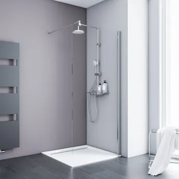 New Style - Paroi de douche fixe à l'italienne 500-1400 mm, Aspect chromé, Transparent anticalcaire, Côté du montage: gauche