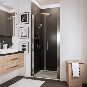 New Style - Portes de douche battantes 800 mm, 1920 mm, Aspect chromé, Transparent anticalcaire, Côté du montage: droite / gauche