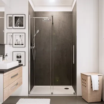 1000 mm, 2000 mm, Aspect chromé, Transparent anticalcaire, Élément fixe: droite / gauche