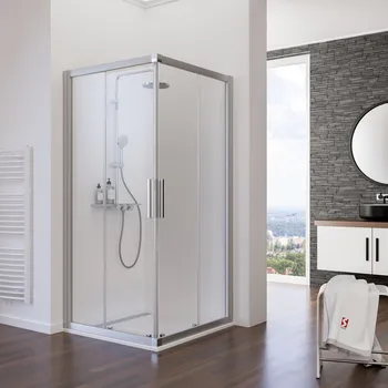 Impériale - Accès d'angle avec portes de douche coulissantes 1000x800 mm, 1850 mm, Alu argenté, Transparent