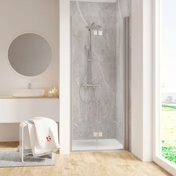 800 mm, 2000 mm, Charnière, Alu argenté, Transparent, Côté du montage: droite