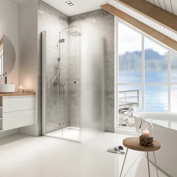 MasterClass - Porte de douche pivotante pliante 560-1200 mm, Charnière, Aspect chromé, Transparent, Côté du montage: gauche