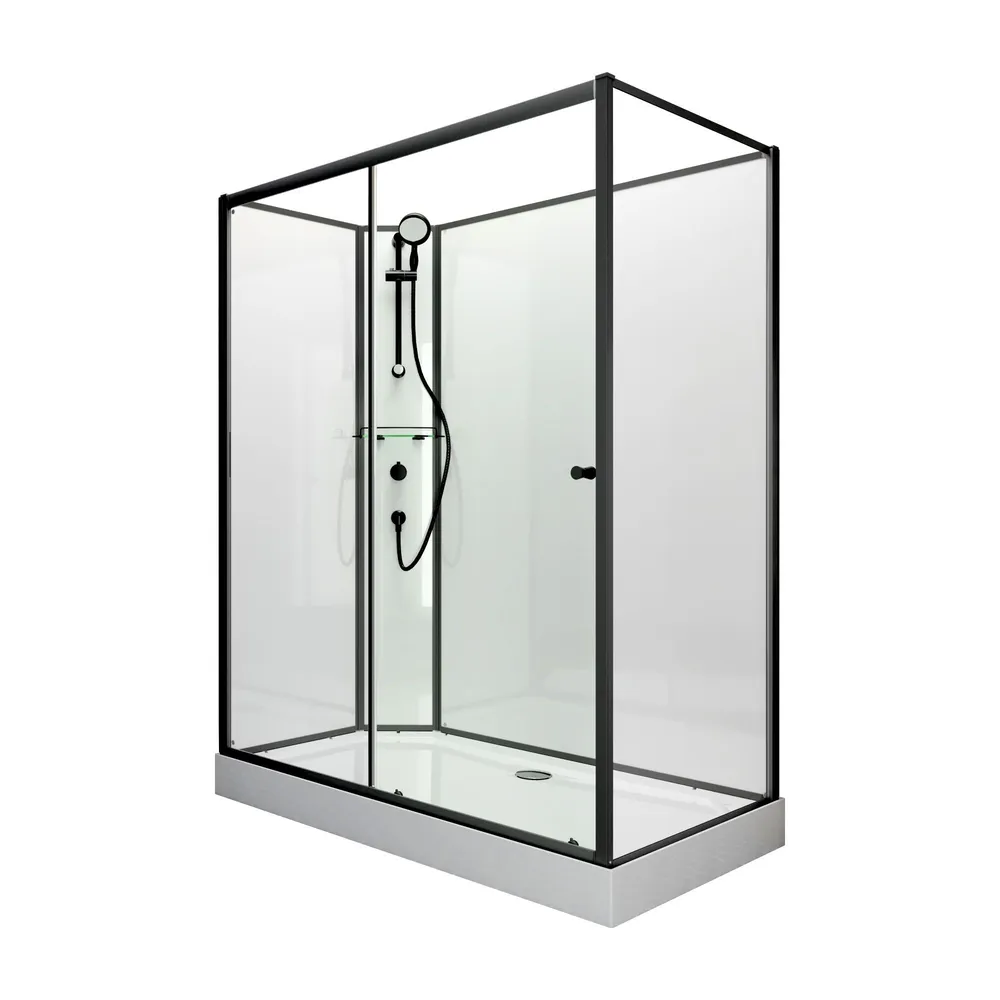 1200x800 mm, 2040 mm, Noir mat, Transparent, Côté du montage: gauche